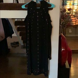 Embellished Black Long Sleeve Dress